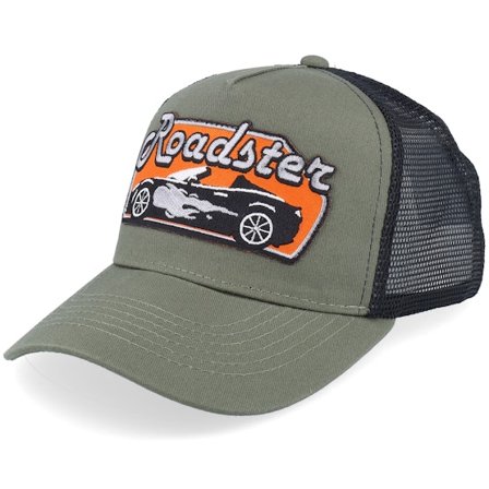 Kinder Kiddo Cap - Grün trucker Cap - Kinder Roadster Car Big Patch Olive Green/Black @ Hatstore