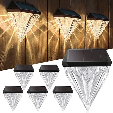 Set med 6 solcellelamper utendørs hage LED kald hvit IP55 vanntett