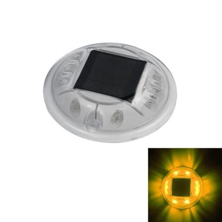 Solar Road Stud Light Trafikkmarkeringslys GULT BLINKER Yellow flashing