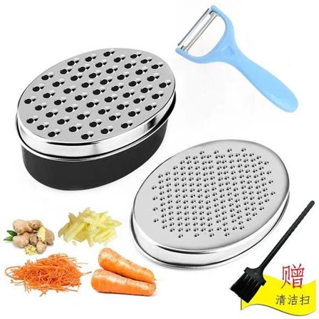Osthyvel med behållare och lock, mathyvlar för kök, ostrivare, grönsakshackare i rostfritt stål