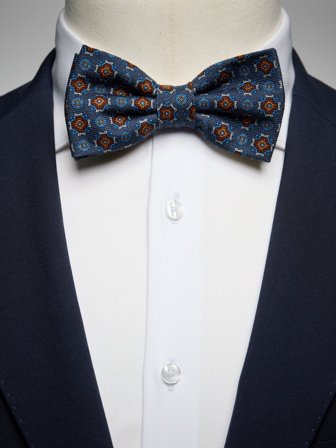 John Henric Men's Blaue Wollfliege Geometrisch Size Pre-tied