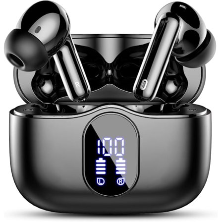 Bluetooth Hovedtelefoner Ægte Trådløse Ørepropper med Immersiv Stereo Lyd og One-Step Parring, 60H Afspilning LED Strømdisplay Øretelefoner, IPX5