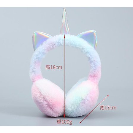 Fluffy ørevarmere til børn, plysset enhjørning, ørevarmere til vinter, til børn tilfældigt