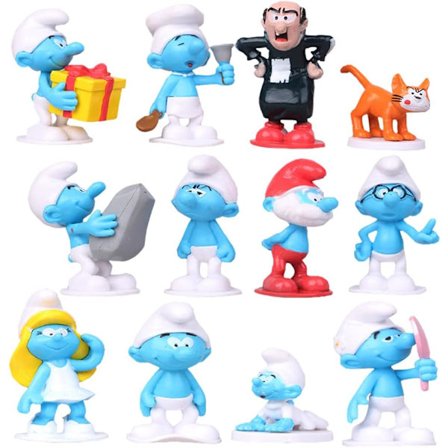 Smurfarna Figurer, 12-Delars Smurfarna Mini Figur Set, Födelsedagsdekoration
