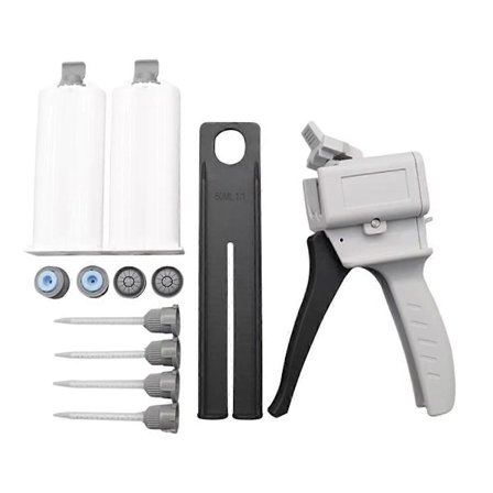 50 ml Dispenser AB-lim Tvåkomponentslim Epoxiharts med 4 Blandningsnålar 2 Tomma Dubbla Patroner