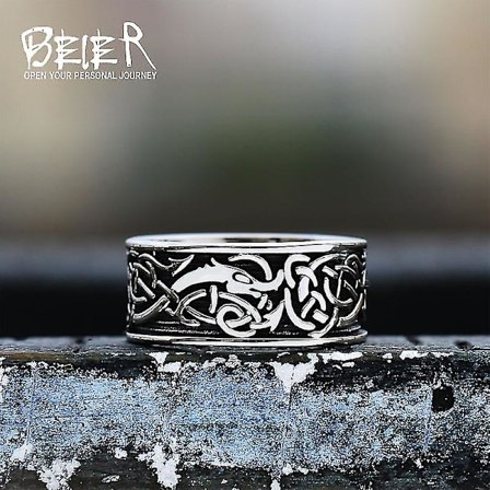 Nya designer 316l rostfritt stål klassisk punk djur totem viking ring högkvalitativa smycken Llbr8-712r