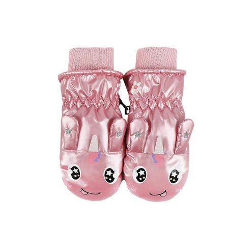 Varme og hyggelige fleeceforede ski handsker til børn, tegneseriehandsker, farverige og vandtætte til vintersport og udendørsaktiviteter, tarolilla