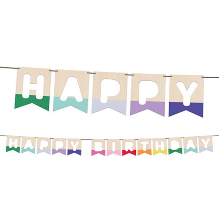 Flaggirlang Happy Birthday i Trä 4 m