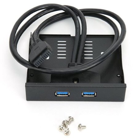 Frontpanel for USB 3.0 diskettstasjonsbrønn for 3,5" 19-pinners disketter med 2 USB 3.0 hub-grensesnitt