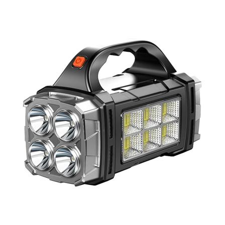 Solcellsdriven Bärbar Ljus Utomhus Led Multifunktionell Röd Och Blå Blinkande Cob Sidoljus Nödflimmer Silver