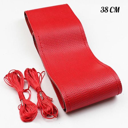 (B-Röd) Äkta Läder 38 cm 36/40/42 cm 15 tum Bilratt Flätat Skydd Universal Auto Interiör Tillbehör Interiörskydd