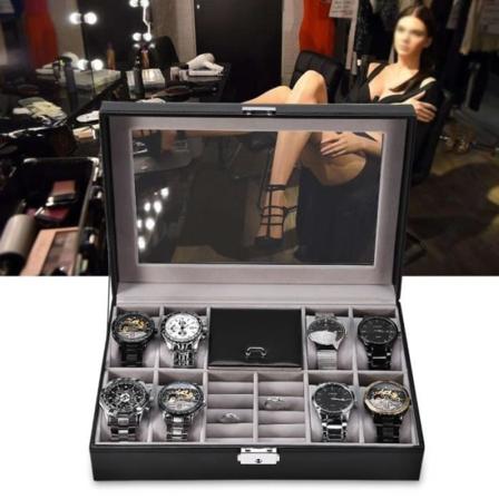 Kellolaatikko Nahkainen laatikko lukolla, Elegantti lahja s ilytys n ytt miehille-naisille HB021