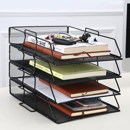 Staplad flerlagers lagringsbokhylla Filställ Datarack sort Portable black 4 layers