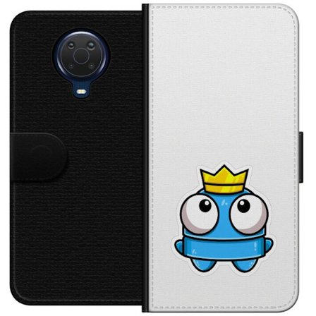 Yhteensopiva Lompakkokotelo Nokia Nokia G20 Sininen piirros hahmo kruunulla ja suurilla silmillä leikkisässä kuninkaallisessa tyylissä