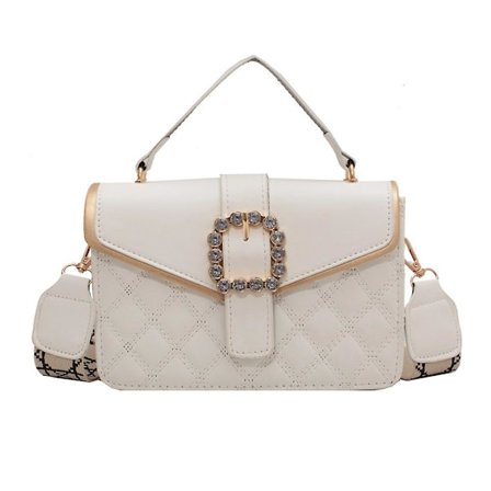 Axelväska för kvinnor Läderhandväska Crossbody-väskor med kedjerem Rea Vit