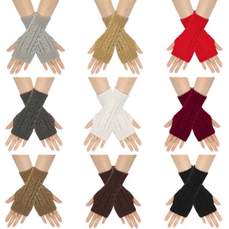 ING 9 par håndledsvarmere, fingerløse handsker, strikkede dame, håndledsvarmere, lange strikkede håndledsvarmere, vinterhandsker, varme, unisex