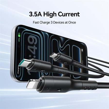 Joyroom 3in1 USB-kaapeli USB-C Lightning + USB-C + MicroUSB 1.2m