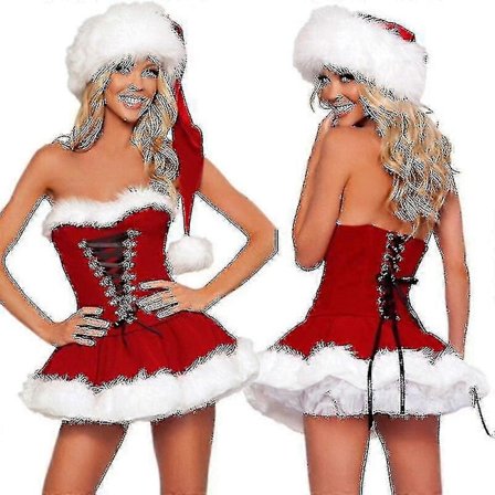 S-2xl Høykvalitets Julekostymer for Kvinner Drakter Julebord Sexy Rød Fløyelskjole Cosplay Julenisse Kostyme Antrekk Pluss Størrelse Gd