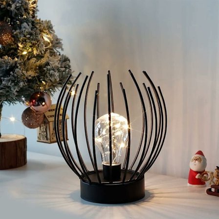 Metallbur Lampe Bordlampe Trådløs Batteridrevet Lampe med Edison-stil LED-pære Perfekt for Bryllup, Fester, Uteplassarrangementer for Innendørs 