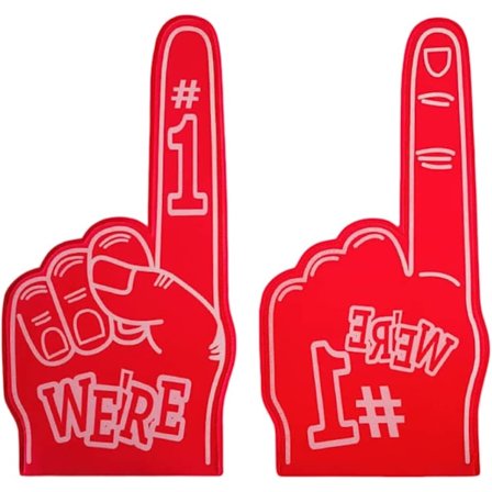 2 st röda skumgummi-fingeröverdrag för sport, cheerleading, rekvisita, 18 tum, jättestora hejarrekvisita, skumgummi-handpompom för sport