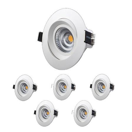 Designlight M-Penny Downlight 7 W, vinklingsbar, 6-pakning 3000 K, 540 lm, Belysning
