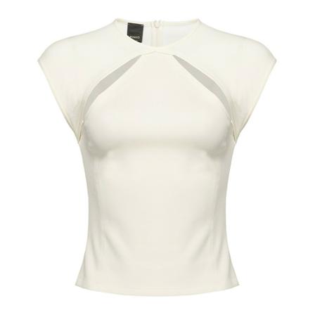 Pinko, Trina TOP Neoprene Fluid Wit, Dames, Maat:XS
