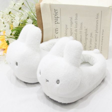 Plyssko, indendørs bomuldssko til par, hjemmetøj Fuld pakke med hvid Miffy
