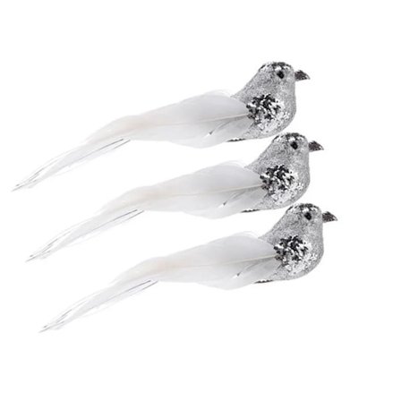 3 stykker jul simulering fugle glimmer fjer fugle figurer juletræ dekoration