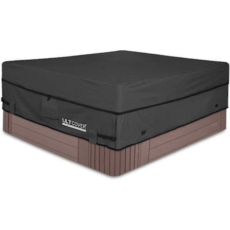 Vandtæt 600d polyester firkantet spabadbetræk, udendørs spabetræk, 76 x 76 tommer, sort