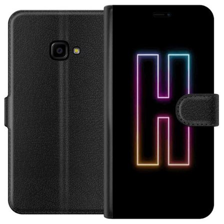 Yhteensopiva Lompakkokotelo Samsung Samsung Galaxy Xcover 4 Minimalistinen neonkirjain H väriä vaihtavassa valossa mustaa taustaa vasten modernilla