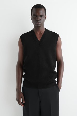 COS Männer Strickpullunder Aus Chenille in Schwarz