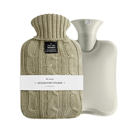 1L Varmtvannsflaske med strikket trekk for nakke, skuldre og fotvarmer