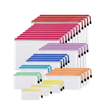 32 stk. mesh lynlåsposer, til organisering, 8 størrelser mesh poser med lynlås, til rejser, kontor S