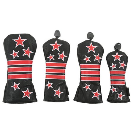 Golf Træ Kølle Hoved Cover Pentagram Striber PU Vandtæt Stof Golf Hoved Cover til Golf Træning Sort