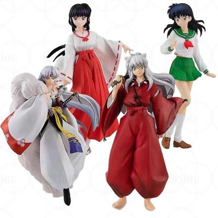 20cm Anime Inuyasha Figur Inuyasha Kiky Sesshoumaru Higurashi Kagome PVC Actionfigur Modell Leke Samleobjekt Modell Leke Gave[HK] 4PCS 5CM