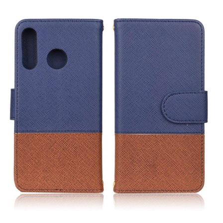 Huawei P30 Lite Två färgat läderfodral - Mörk Blå Blå