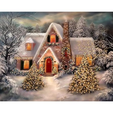 5D DIY Juldiamantmålning Dekoration Present Snöhus