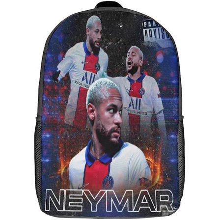 GENBAK Neymar Barneseggsekker Fotballstjerne Skolesekk for Barn Reise Ryggsekker Boksekker Gutter Jenter Skolesekk 17 tommer