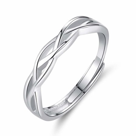 925 Sterling Silver Herr- och Dam Keltisk Knut Cubic Zirconia Justerbar Ring, Idealisk för Förlovning, Årsdag, Bröllop, etc.