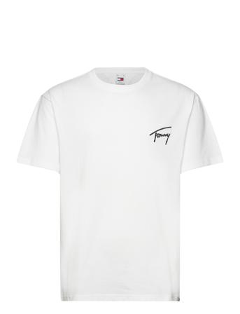 Tjm Reg Signature Tee Ext Tops T-shirts Short-sleeved White Tommy Jeans