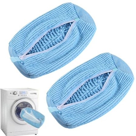 To vasketøjspose til sko, egnet til vaskemaskine og tørretumbler, genanvendelig, blå