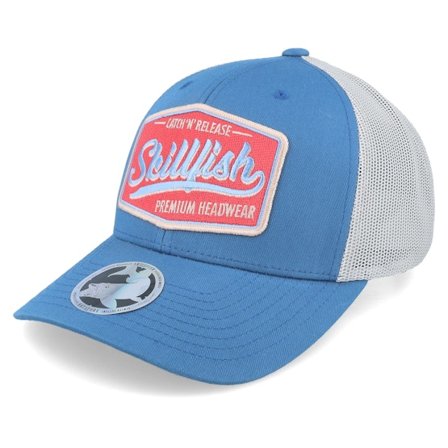 Skillfish - Blau Trucker Cap - Premium Fishing Steel Blue/Silver Trucker @ Hatstore