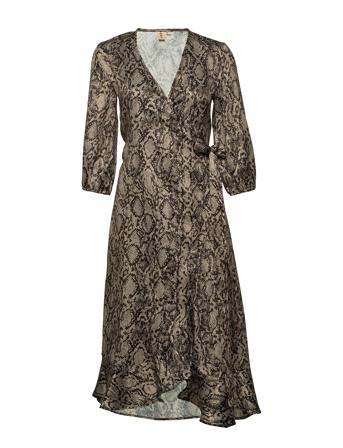 Snakey Alva Dress Dresses Wrap Dresses Brun Becksöndergaard