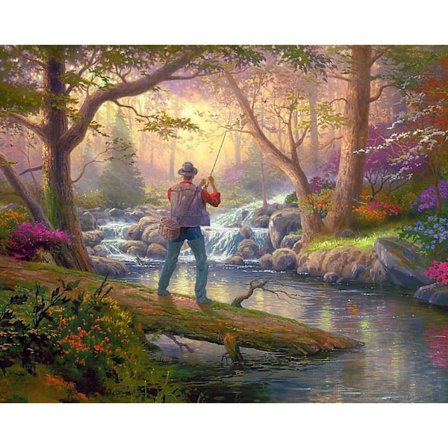 Fiske Diamond Painting Kit, 5D Landskap Diamond Painting