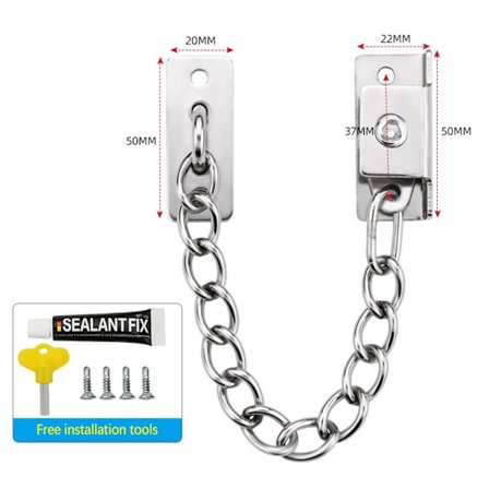 Dørkædelås Vinduessikkerhedslås SØLVSTIL 1 STIL 1