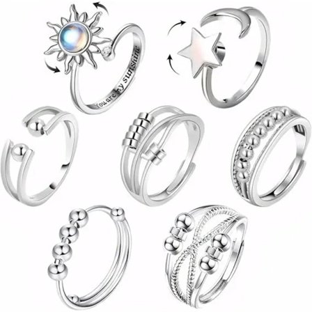 Anti Stress Ahdistus Fidget Sormukset Naisille Ruostumaton Teräs Spinner Auringonkukka Aurinko Tähti Sormus Trendikkäät Korut Tarvikkeet Lahja