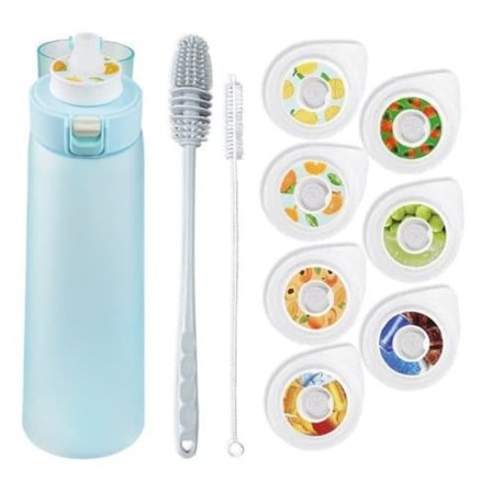 OBOSOE Air-Up Vandflaske med Luft 650ml – 7 Smagskapsler | Sukkerfri & Aromatisk med Sugerør