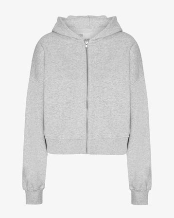 Organic Crop Zip Hood - Snow Melange