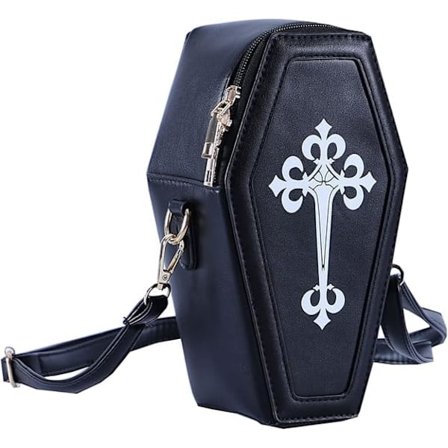 QU/Gotisk PU Læder Taske Dame Crossbody Taske Kisteformet Taske Mobiltelefon Pung Lille Skuldertaske Egnet til Halloween Rollespil