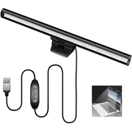Laptop Monitor Lamp Bar, LED-skärmlampa, Inget bländande eller flimmer, USB drivet ljus, Spara utrymme, Hemma/Kontor/Caféanvändning